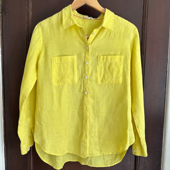 BODEN | Sienna Yellow Linen Button Front Blouse | Size 10 P - Picture 1 of 5